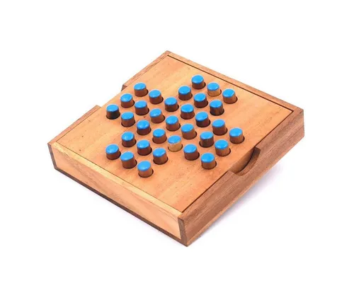 ROMBOL Denkspiele Spiel Solitaire - unterhaltsamer Klassiker aus edlem Holz, Steckspiel, Holzspiel