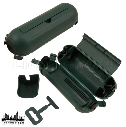 Gartenbox grün - Sicherheitsbox für Illu Steckerverbindungen (IP44) - Lichterketten Zubehör mit IP44 Schutzart, ideal für den Innen- und Außenbereich, schützt Steckerverbindungen zuverlässig vor Witterungseinflüssen.