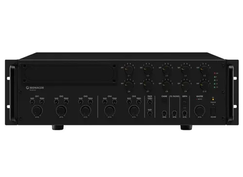 Monacor PA-6010Z ELA-Verstärker 600W 5-Kanal 10-Zonen - PA-Endstufen mit 600W Leistung, ideal für große Veranstaltungen und vielseitige Beschallung in bis zu 10 Zonen.