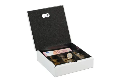 relaxdays Geldkassette Abschließbare Geldkassette, Weiß