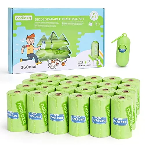 Nobleza Hundekotbeutel 360 Tüten mit Spender, Kotbeutel für Hunde, Wasserdicht, Reißfest, extra Groß, Dick und Stark - 24 Rollen