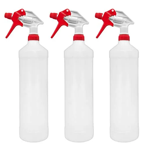 BIOHY Sprühflasche 1 Liter (3er-Set) | Chemiebeständiger Handsprüher für vielseitige Anwendungen - Praktisches 3er-Set mit 1 Liter Sprühflaschen für Handwerk, Hobby und Haushalt. Chemisch beständig und spülmaschinenfest, ideal für effektives Arbeiten ohne Rückstände.