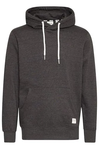 !Solid SDChap Herren Kapuzenpullover Hoodie Pullover mit Kapuze Kordelzug Kängurutasche Rippbündchen Label-Details Regular fit, Größe:S, Farbe:Dark Grey Melange (1940071)