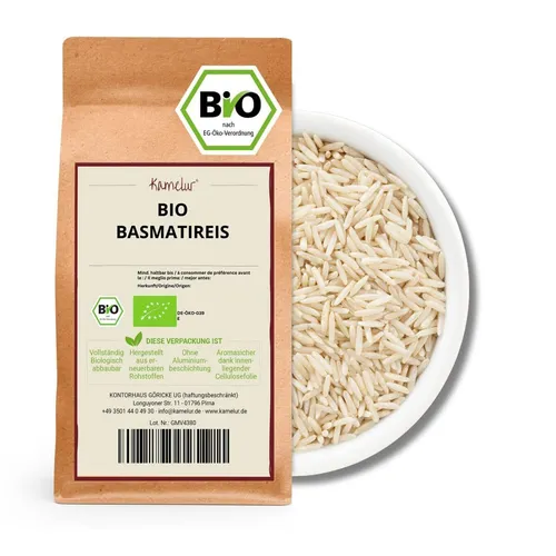  1kg Bio Basmati Reis, weiß, geschält ohne Zusätze BIO 9,99 EUR/kg