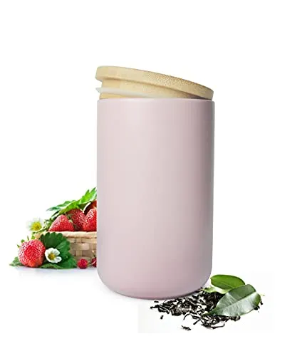 Sendez Vorratsdose Rosa/Lila aus Porzellan mit Holzdeckel Vorratsbehälter Dose Vorratsglas Aufbewahrungsdose