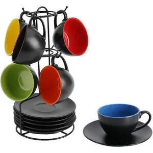 MiaMio Cappuccinotasse Set, bunte Cappuccino Tassen - Cappuccinotassen Set mit buntem Innenleben, perfekt für einen farbenfrohen Kaffeegenuss und ideal für gemütliche Kaffeerunden.