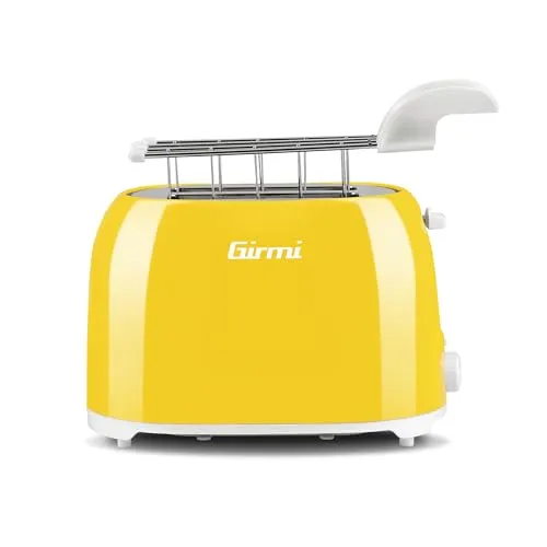 Girmi TP1005 Toaster, 750 W, Edelstahlzangen, 7 Bräunungsstufen, Krümelschublade, Automatische Abschaltung, Gelb