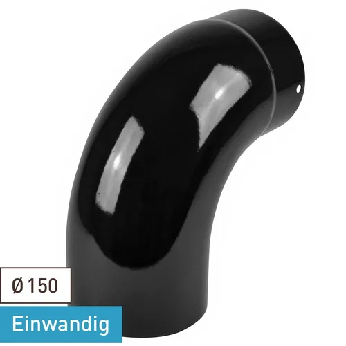 Rauchrohrbogen 150mm 90° Schwarz - Ofenrohrbogen Emaille - Hochwertiger 90° Rauchrohrbogen aus Stahlblech, temperaturbeständig bis 600°C. Ideal für effiziente Heizsysteme und einfache Montage.