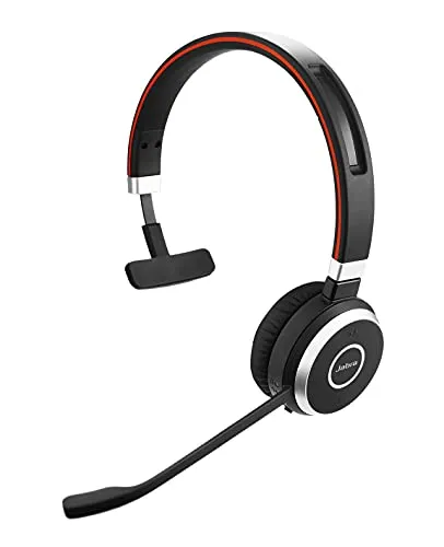 Jabra Evolve 65 Wireless Mono On-Ear Headset - Kopfhörer mit bis zu 30 m Reichweite und 14 Stunden Akkulaufzeit, ideal für ungestörtes Arbeiten – inklusive Ladestation und USB Bluetooth Adapter.