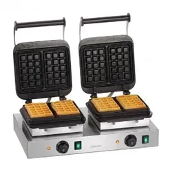 Bartscher Waffeleisen 2BW160-101 - 2 Backeinheiten für perfekte Waffeln - Waffeleisen für Brüsseler Waffeln, gusseiserne Backplatten für optimale Wärmeleitung, robust und leistungsstark, ideal für Gastronomie und Zuhause.