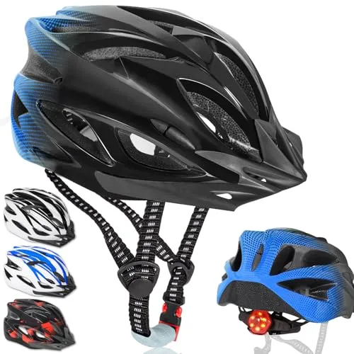 NXPZ Fahrradhelm für Erwachsene mit LED-Beleuchtung, leicht und verstellbar