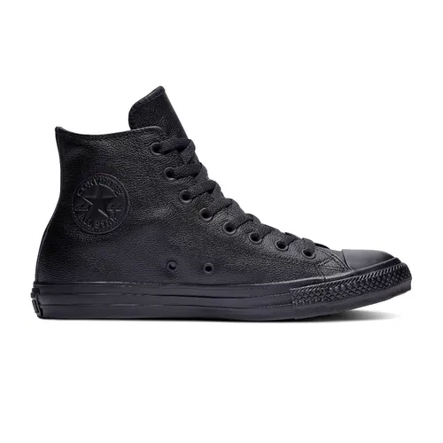 Converse Chuck Taylor All Star Hi Monocrome Leather Sneaker schwarz 36 EU - Sneaker aus hochwertigem Leder, knöchelhoch und sportlich, ideal für trendbewusste Looks. Bitte eine Größe kleiner bestellen.