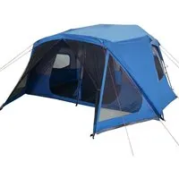 vidaXL Familienzelt für 10 Personen - Blau, Wasserdicht & Schnellaufbau - Familienzelt für 10 Personen, wasserdicht und mit innovativem Quick-Release-System für schnellen Aufbau. Ideal für komfortable Campingabenteuer mit Insektenschutz und praktischem Stromzugang.