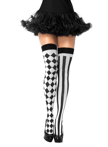 Leg Avenue Overknees Pantomime Kostüm Strümpfe Damen Karneval Fasching Verspieltes Accessoire für Euer Pantomime und Harlekin Kostüm