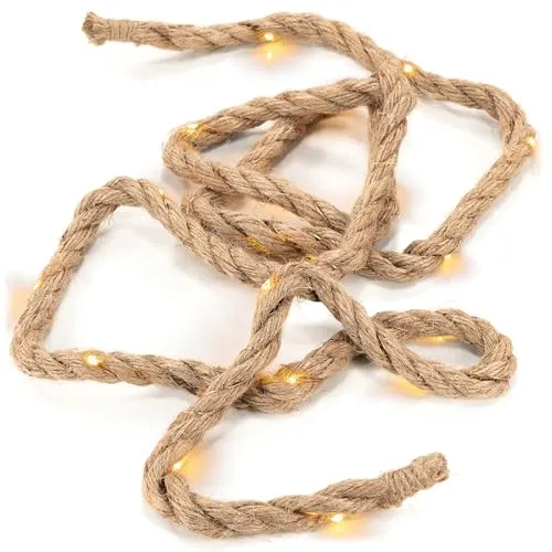 LED Lichterkette „Seil“ 2 m Girlande 25 LED warm weiß Batterie Timer Weihnachtsbeleuchtung Xmas-Deko