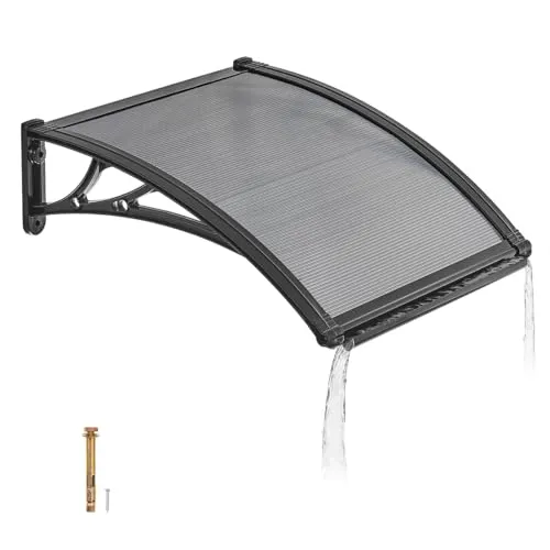 VEVOR Vordach für Haustür 61x60 cm – Pultbogenvordach mit ABS-Halterung