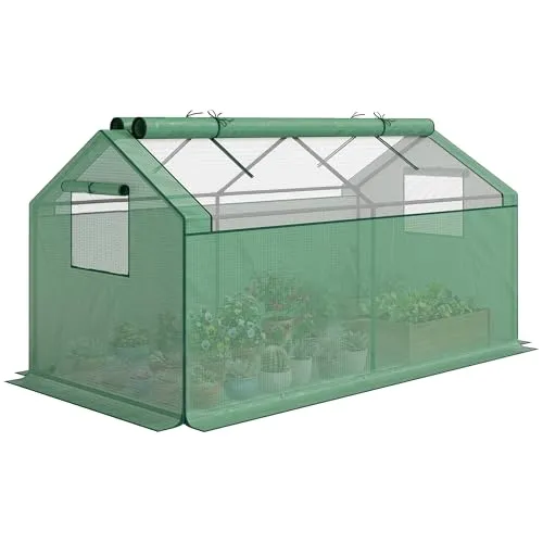 Outsunny Gewächshaus - 180L x 92B x 92H cm - grün - Zubehör für Gewächshäuser, ideal für ganzjährige Pflanzenpflege mit stabiler Konstruktion und Schutz vor Vögeln und Kälte.