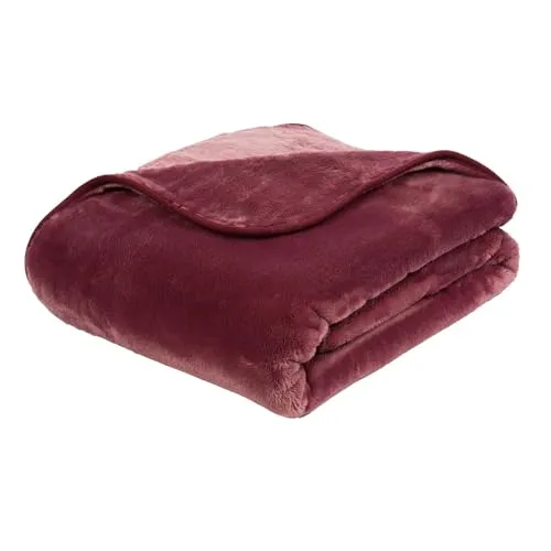 liebling Kuscheldecke Cashmere Feeling 220 x 240 cm, Beere, Premium Sofa Decke, Dicke warme Wohndecke, 500 gr. / m²