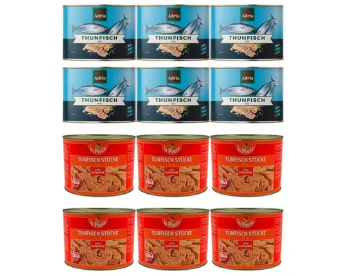 La Perla Fischkonserve, La Perla oder Adria Thunfisch Stücke in Öl eingelegt 1705g 6er Pack