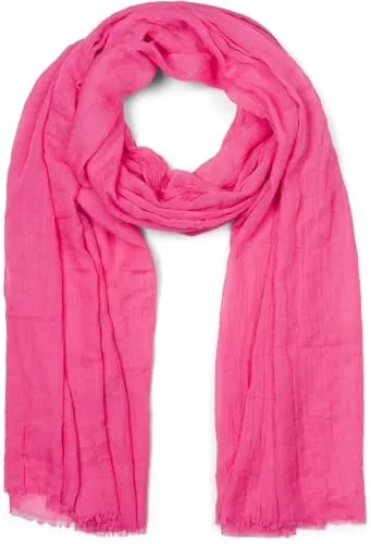 styleBREAKER Damen Schal Leicht & Transparent mit kurzen Fransen | Einfarbiges Halstuch für Frühling und Sommer | Weiches großes Schultertuch 188 x 100 cm, Farbe:Magenta