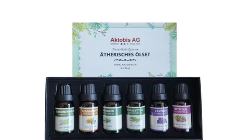 Aktobis Ätherisches Ölset, 100% naturrein, 6 x 10 ml, Lavendel, Thymian, Eukalyp