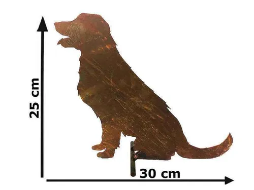 Dekofigur Hund im Rost Design, Rostfigur Labrador für den Garten, Gartendeko