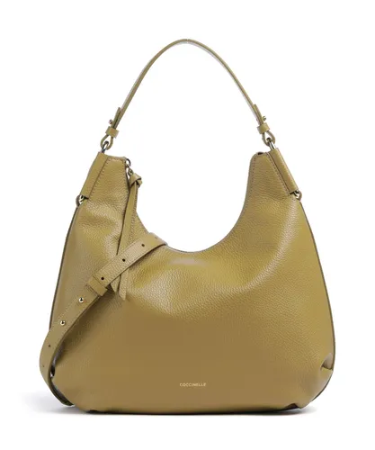 Coccinelle Rebekka Beuteltasche - Damen | Oliv E1T95130201-G43 - Elegante Coccinelle Rebekka Beuteltasche aus hochwertigem genarbtem Rindsleder, ideal für jeden Anlass und mit praktischem Innenraum für Ihre Essentials.