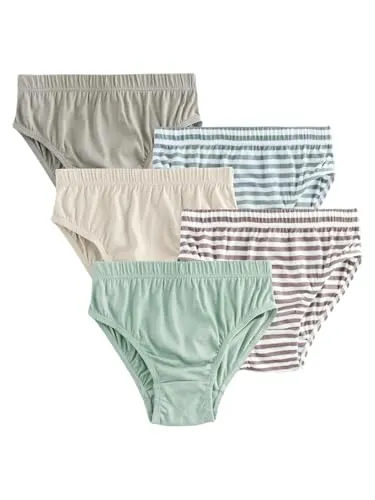 NEXT Jungen Unterhosen mit Print aus 100% Baumwolle, 5er-Pack Green/Ecru Stripe 134-140