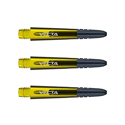 WINMAU Dart Shaft - Vecta Polycarbonat Dartschäfte - 1 Set pro Packung (insgesamt 3 Dart-Schäfte) - Professionelles Dartzubehör - Gelb & Schwarz Kurz Schäfte