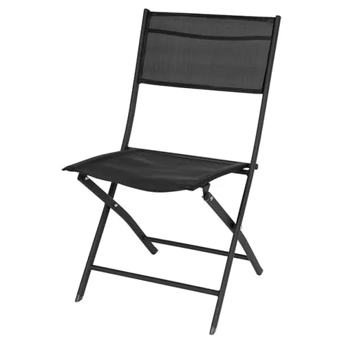 Spetebo Balkon Klappstuhl schwarz - Faltbarer Gartenstuhl für Terrasse und Balkon - Klappstuhl aus robustem Stahl und Textil, ideal für Garten und Camping, platzsparend und bequem.