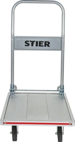 STIER Aluminium Plattformwagen, klappbar, 150 kg Tragkraft - Plattformwagen aus Aluminium, ideal für Werkstatt und Büro, klappbar für einfache Lagerung und Transport, mit Kantenschutz für sicheren Transport.