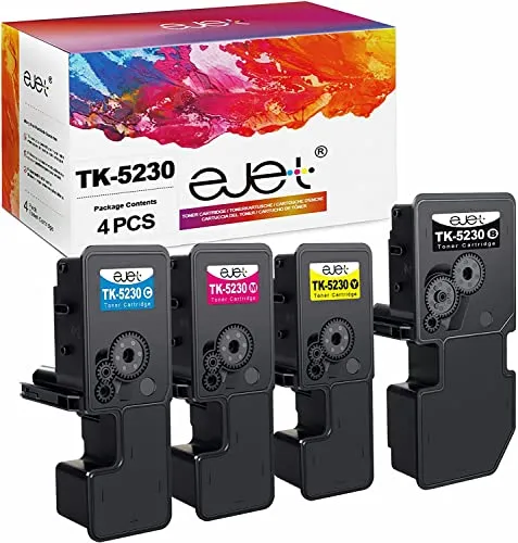 ejet Kompatibel Tonerkartusche als Ersatz für Kyocera TK5230 TK5230K TK-5230C TK-5230M TK-5230Y für ECOSYS M5521CDN M5521CDW P5021CDN P5021CDW (Schwarz,Cyan,Gelb,Magenta, 4er-Pack)