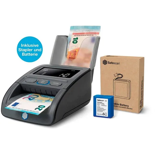 Geldscheinprüfer-Set 155-S schwarz - Safescan, Akku-Stromnetz, Echtheitsprüfung für CHF EUR GBP SEK NOK DKK, ideal für Bürotechnik und Kassensysteme