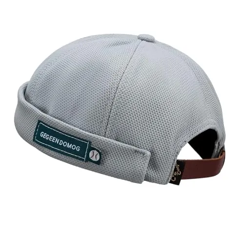 CLAPE Cotton Skull Cap Commando Docker Leon Watch Cap Breathable Mesh Design Retro Brimless Beanie Hat Unisex Grey CT18
