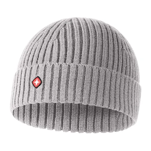 Höhenhorn Nordföhn Knitted Beanie Merinowolle Grey Rubber - Strickmütze aus 100% Merinowolle, atmungsaktiv und temperaturregulierend für hohen Tragekomfort das ganze Jahr über.