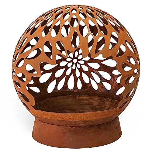 Hansmeier Feuerschale Feuerkorb mit abnehmbarer Kugel - Grills: Genieße unvergessliche Abende im Garten mit dieser stilvollen Feuerschale, die einfach zusammengesteckt werden kann und ein besonderes Ambiente schafft.