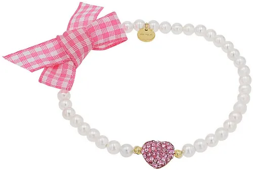 Amor Armband Herz/Schleife, Trachtenschmuck, Volksfest, mit Kristallglas - mit Muschelkernperle