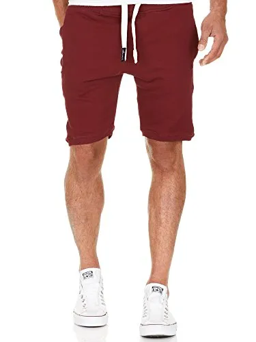 Amaci&Sons Herren Shorts Kurze Hose Bermuda Sweatshorts Kordel Jogginghose Sporthose 8004 Bordeaux M
