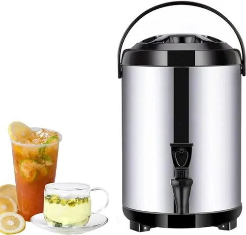 Wasserspender für heißes und kaltes Wasser, Thermobrunnen, Getränkespender aus Edelstahl, großes Fassungsvermögen, 10 – 12 Stunden, Schwarz 6L