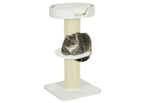 PawHut Kratzbaum 91 cm mit Katzenbett und Plattform - Kratzbaum für Katzen bis 5 kg, aus hochwertiger Lammwolle und Sisal, bietet optimalen Komfort und Spielmöglichkeiten für Ihre Katze.