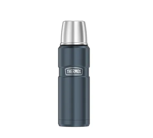 THERMOS STAINLESS KING Thermosflasche ice grey 0,47l - Thermobehälter, 12h heiß & 24h kalt, absolut dicht mit Twist & Pour Lid, BPA-frei und ideal für Reisen und Camping.