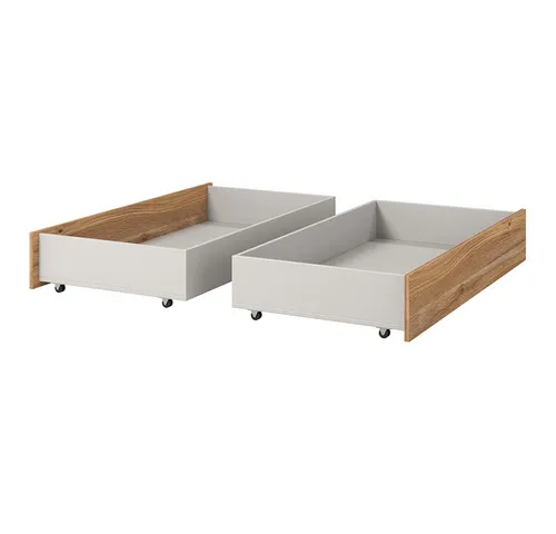 Lomadox Bettschubkasten ISPARTA-83, Eiche Nb., 2er Set, auf Rollen