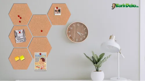 Kork Fliesen | Cork Tile | Hexagone aus Kork zur Wanddekoration | XXL Pinnwand |