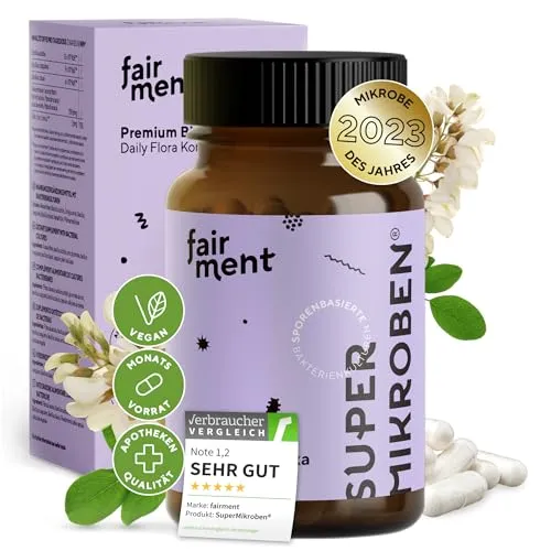 fairment SuperMikroben - 60 vegane Kapseln mit Akazienfasern und Zink, unterstützt die Darmflora und fördert das Wohlbefinden