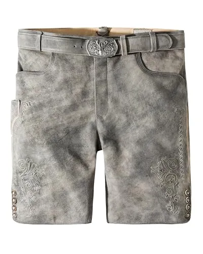 Stockerpoint Herren Lederhose Alois2 – Edle Trachtenhose in Hirschoptik - Klassische Herren Trachten Lederhose aus hochwertigem Wildbockleder, perfekt für Festlichkeiten. Individuell anpassbare Schnürung für optimalen Tragekomfort und stilvolles Design mit authentischen Verzierungen.