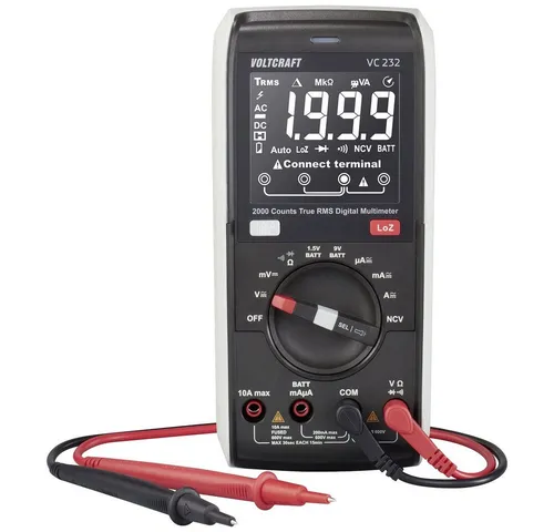 VOLTCRAFT VC232 Hand-Multimeter - digital CAT III 600 V, 2000 Counts, mit Auto-Range und praktischer Taschenlampenfunktion