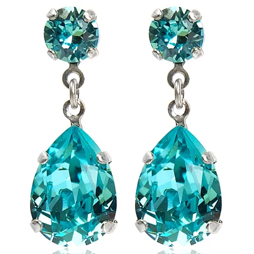Silberohrringe Tropfen Marken-Kristall aus Österreich Light Turquoise Türkis ...