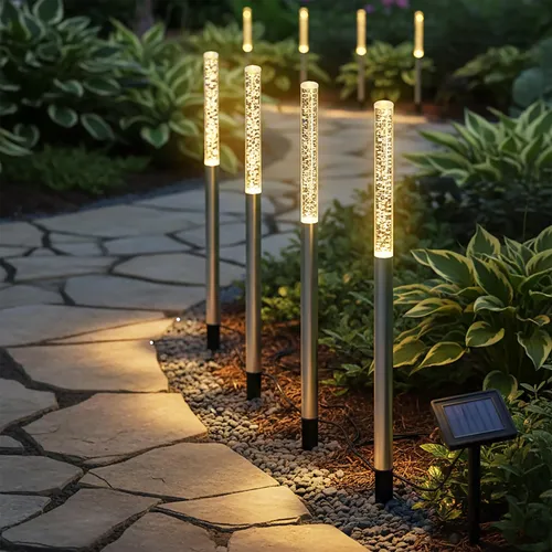 LED Solar Gartenstecker 43 cm im Sprudelsäulen Design