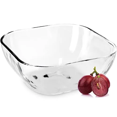 KADAX Glasschüssel, eckige Obstschale aus robustem Glas, Salatschüssel in 3 verschiedenen Größen, Spülmaschinenfeste Glasschale, transparente Snackschale für Obst (16cm, 2, stück)