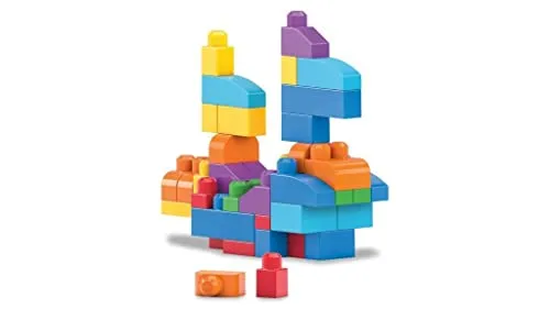 Mega Bloks Bausteinebeutel bunt (80 Teile) - Beige - Baukästen & Bausteine mit 80 großen, bunten Bausteinen für kreatives Spielen, ideal für kleine Kinder ab 12 Monaten. Umweltfreundlicher Beutel zum einfachen Verstauen.